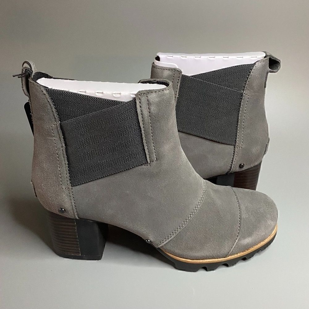 Sorel Addington Chelsea Ankle Boots Block Heel Quarry Suede 9.5
